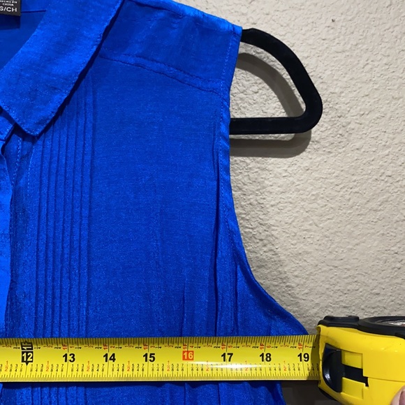 FEVER Blue sleeveless womens Tank blouse top button up with cami size small - Picture 7 of 7